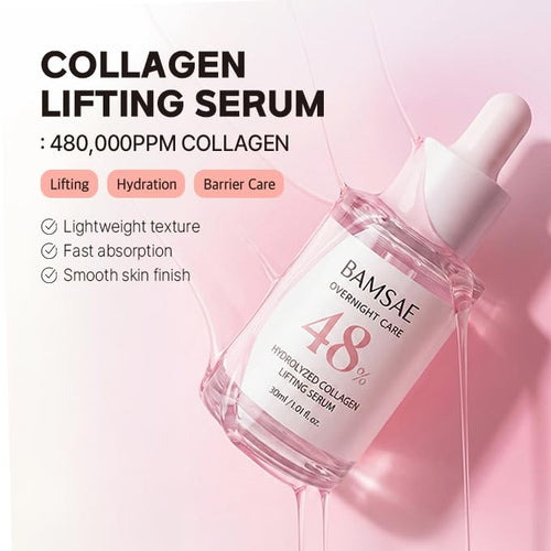 BAMSAE Hydrolyzed Collagen Lifting Serum – Firming & Hydrating Face Serum for Sensitive Skin – Visibly Smooth & Radiant Complexion – Clean Korean Skincare – 48.75% Hydrolyzed Collagen, 1.01 fl. oz.