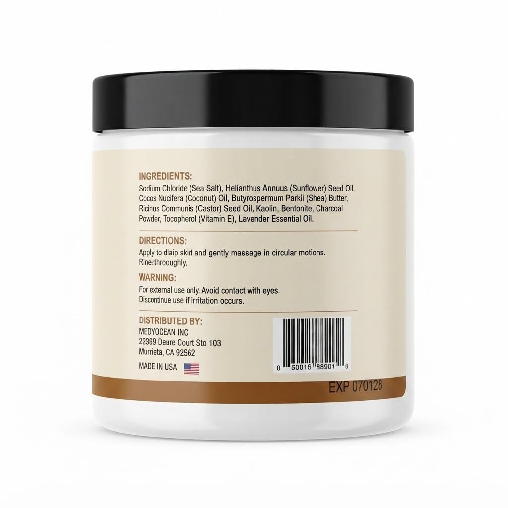 Activated Charcoal Body & Face Scrub, 16 oz - Purity Muse