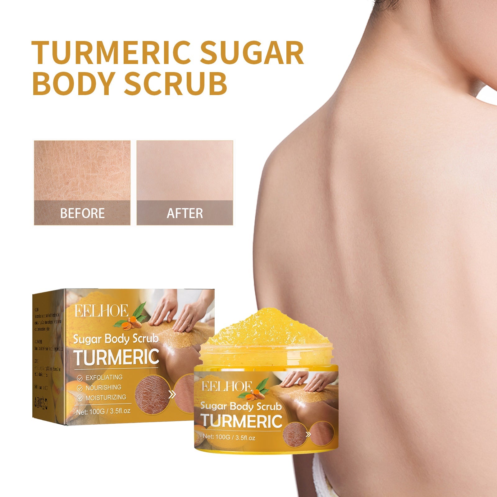 Turmeric Body Scrub Lightens Acne Marks, Moisturizes, Refreshes, Cleanses & Exfoliates Body Scrubs - Purity Muse