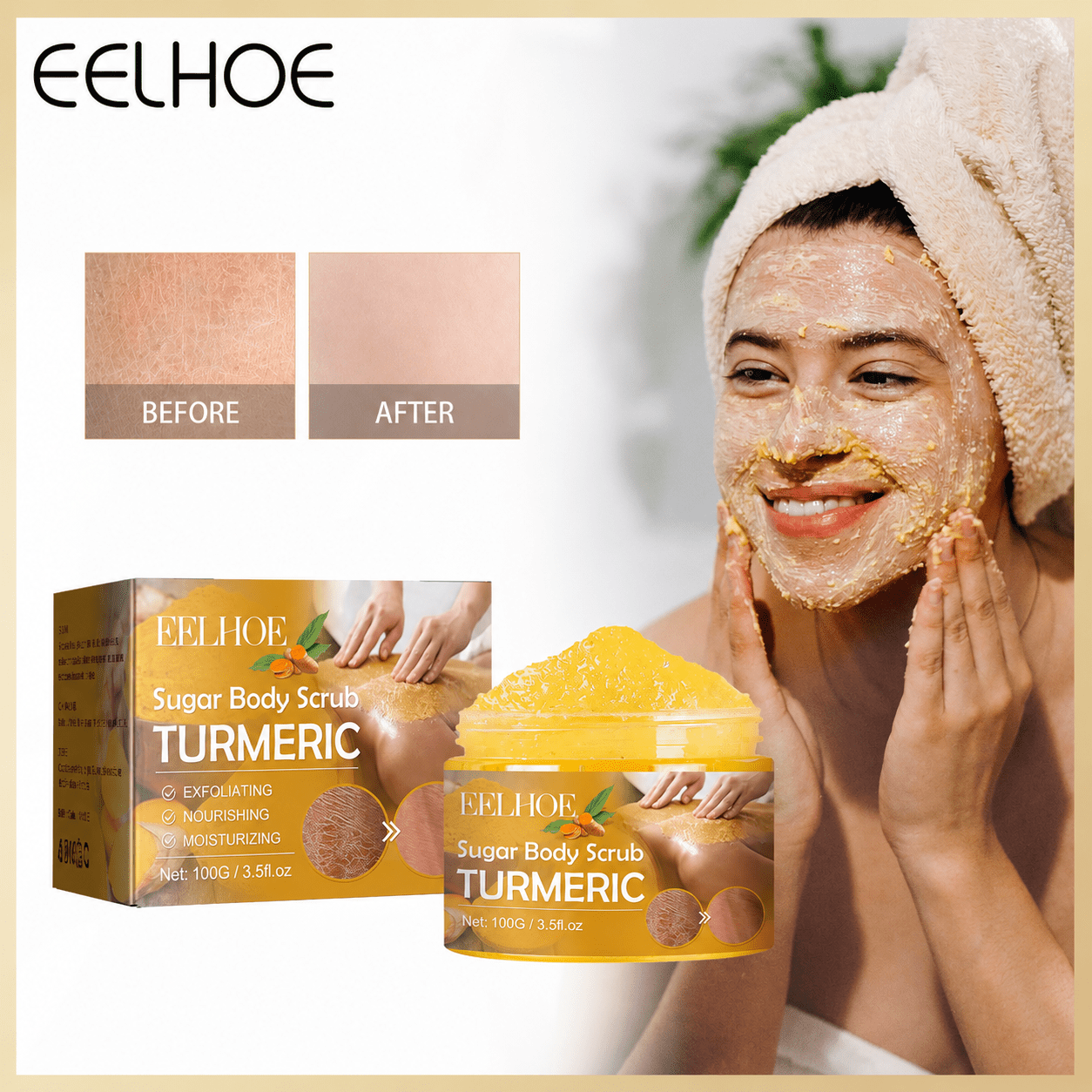 Turmeric Body Scrub Lightens Acne Marks, Moisturizes, Refreshes, Cleanses & Exfoliates Body Scrubs - Purity Muse